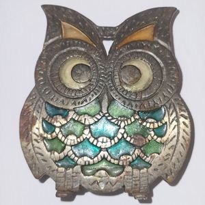 Vintage OWL Stained Glass Napkin Holder